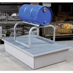 Supports galvanisés pour fûts de 60 l et 200 l, adaptés aux bacs de rétention en PRV, PE et acier