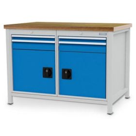 Bedrunka+Hirth Kastenwerkbank, R 18-24, Schubladenanzahl 4, Anzahl Flügeltüren 2, BxTxH 1250 x 750 x 859 mm