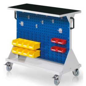Bedrunka+Hirth RasterMobil® Rollwagen mit 12 Sichtlagerkästen, BxTxH 1000 x 500 x 890 mm