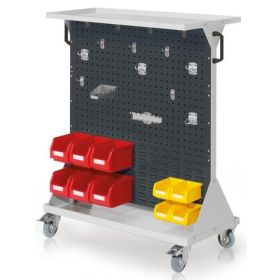 Bedrunka+Hirth RasterMobil® Rollwagen mit 10 Sichtlagerkästen, Grösse 3, BxTxH 1000 x 500 x 1230 mm