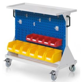 Bedunka+Hirth RasterMobil® Rollwagen mit 11 Sichtlagerkästen, BxTxH 1000 x 500 x 890 mm