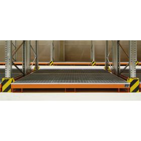 Regalwanne mit PE-Einsatz und Gitterrost, RW-GR 2700-1 PE, RAL 2000, LxBxH 2665 x 1315 x 210 mm