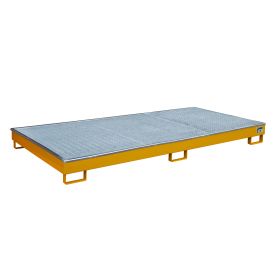 Regalwanne mit PE-Einsatz und Gitterrost, RW-GR 2700-1 PE, RAL 2000, LxBxH 2665 x 1315 x 210 mm