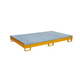 Regalwanne mit PE-Einsatz und Gitterrost, RW-GR 2700-1 PE, RAL 2000, LxBxH 2165 x 1315 x 230 mm