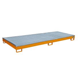 Regalwanne mit PE-Einsatz und Gitterrost, RW-GR 3300-1 PE, RAL 2000, LxBxH 3265 x 1315 x 195 mm