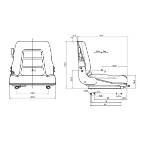 Siège compact universel pour chariots élévateurs et engins de chantier , sans contacteur