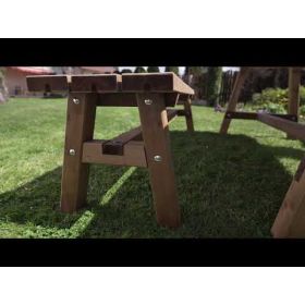 Country table et banc de jardin, trois couleurs, ensemble complet de sièges