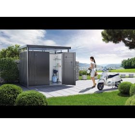 biohort Gerätehaus HighLine®, dunkelgrau-metallic, H6: 3150 x 3150 x 2220 mm, Doppeltüre