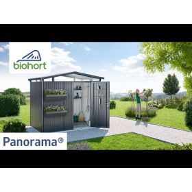 Biohort Gerätehaus PANORAMA®, in 3 Farben, 5 Grössen, Standard-/Doppeltüre
