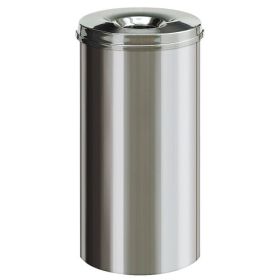 Poubelle auto-extinguible de 50 litres en acier inoxydable, 335 x 625 mm
