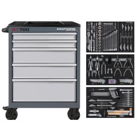 KRAFTWERK BT700 Werkstattwagen, 5 Schubladen, BASIC, inkl. Werkzeug, 173-tlg.