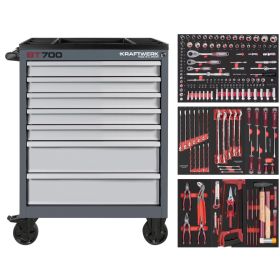 KRAFTWERK Werkstattwagen BT700 7 Schubladen mit Werkzeug 189-tlg.