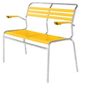 Schaffner SÄNTIS banc avec lattes, structure en tube d'acier galvanisé à chaud, disponible en plusieurs versions