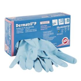 Einweghandschuhe KCL Dermatril P 743, ungepudert, blau, Packung mit 50 Stück, Grösse 7