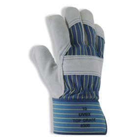 Gants de protection en cuir de vachette Uvex top grade 8300, EN388 4144X, tailles 9–11, paquet de 10 paires