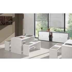 Table de réunion bistrot Noah, 1300 x 680 x 728 mm, blanc