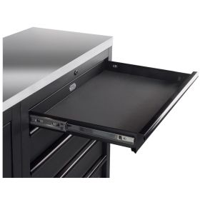 KRAFTWERK MOBILIO BLK 7er Unterschrank-Kombi, Arbeitsfläche Edelstahl 430, LxBxH 463 x 2914 x 910 mm