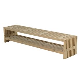 Banc rustique, couleur bois flotté, avec étagère, 2180 x 490 x 450 mm
