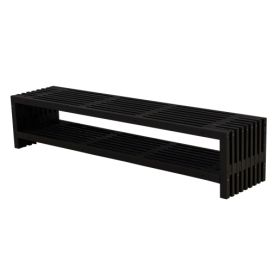 Banc rustique, noir, avec étagère, 2180 x 490 x 450 mm