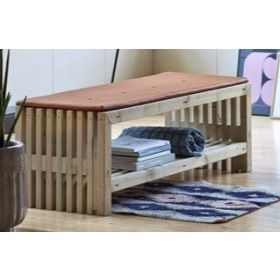 Banc rustique, couleur bois flotté, avec étagère, 1380 x 490 x 450 mm