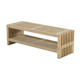 Banc rustique, couleur bois flotté, avec étagère, 1380 x 490 x 450 mm