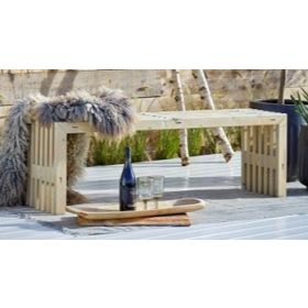 Banc rustique, couleur bois flotté, sans étagère, 1380 x 360 x 450 mm