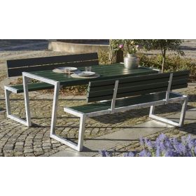 ZIGMA Kombi-Sitzgruppe komplett, grün, mit 2 Rückenlehnen, 1760 x 1980 x 820 / 455 mm