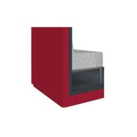 Bedrunka+Hirth Akustikbox für 4 Personen, komplett mit Einrichtung, LED-Beleuchtung, RAL 3003, Stoff 2225 Camel