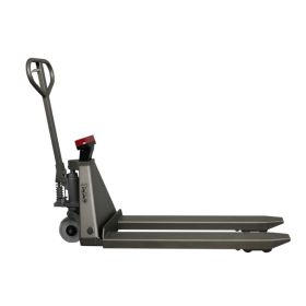 RAVAS Handhubwagen 1100 INOX / Palettrolli mit Waage, Tragkraft 2000 kg, Anzeigeschritt 1 kg