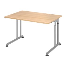 Schreibtisch Solothurn, mechanisch höhenverstellbar, 1200 x 800 mm, Dekor/Holzart Eiche, Gestell silber