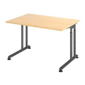 Schreibtisch Solothurn, mechanisch höhenverstellbar, 1200 x 800 mm, Dekor/Holzart Ahorn, Gestell graphit