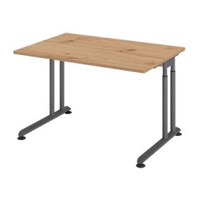 Schreibtisch Solothurn, mechanisch höhenverstellbar, 1200 x 800 mm, Dekor/Holzart Asteiche, Gestell graphit