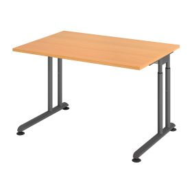 Schreibtisch Solothurn, mechanisch höhenverstellbar, 1200 x 800 mm, Dekor/Holzart Buche, Gestell graphit