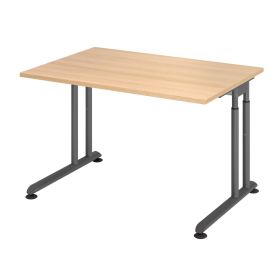 Schreibtisch Solothurn, mechanisch höhenverstellbar, 1200 x 800 mm, Dekor/Holzart Eiche, Gestell graphit