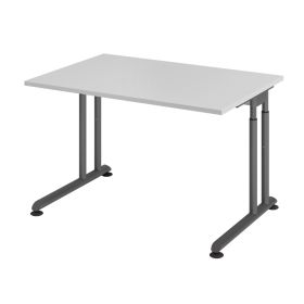 Schreibtisch Solothurn, mechanisch höhenverstellbar, 1200 x 800 mm, Dekor/Holzart Grau, Gestell graphit