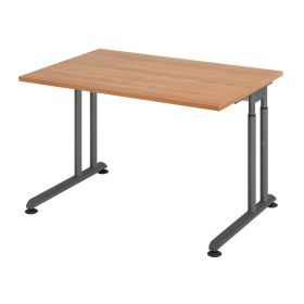 Schreibtisch Solothurn, mechanisch höhenverstellbar, 1200 x 800 mm, Dekor/Holzart Nuss, Gestell graphit