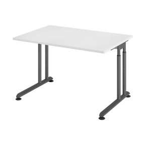 Schreibtisch Solothurn, mechanisch höhenverstellbar, 1200 x 800 mm, Dekor/Holzart Weiss, Gestell graphit