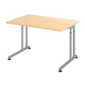 Schreibtisch Solothurn, mechanisch höhenverstellbar, 1200 x 800 mm, Dekor/Holzart Ahorn, Gestell silber