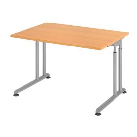 Schreibtisch Solothurn, mechanisch höhenverstellbar, 1200 x 800 mm, Dekor/Holzart Buche, Gestell silber