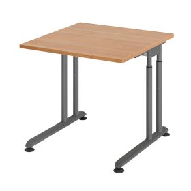 Schreibtisch Solothurn, mechanisch höhenverstellbar, 800 x 800 mm, Dekor/Holzart Nussbaum, Gestell graphit