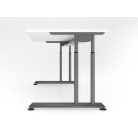 Schreibtisch Solothurn, mechanisch höhenverstellbar, 800 x 800 mm, Dekor/Holzart Weiss, Gestell graphit
