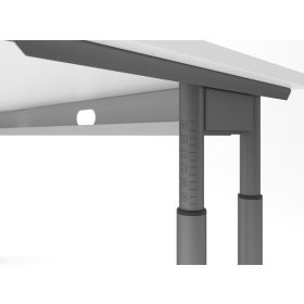 Schreibtisch Solothurn, mechanisch höhenverstellbar, 800 x 800 mm, Dekor/Holzart Weiss, Gestell graphit