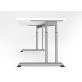 Schreibtisch Solothurn, mechanisch höhenverstellbar, 800 x 800 mm, Dekor/Holzart Weiss, Gestell silber