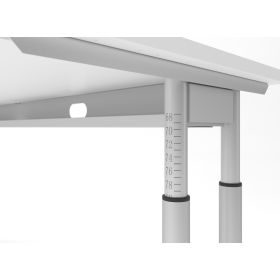 Schreibtisch Solothurn, mechanisch höhenverstellbar, 800 x 800 mm, Dekor/Holzart Weiss, Gestell silber