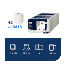 Premium-Toilettenpapier / WC-Papier Tork T4 110316, 3-lagig, Packung à 8 Rollen