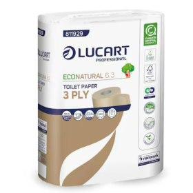 Toilettenpapier / WC-Papier Lucart Econatural, 3-lagig, Packung à 5 x 6 Rollen