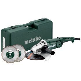 Metabo Winkelschleifer Set WE 2200-230, 2200 Watt, mit Kunststoffkoffer und 2 Diamanttrennscheiben