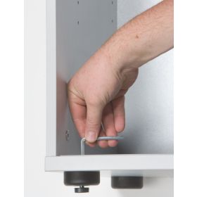 Schiebetürenschrank Rhein, 3 OH, 1200 x 400 x 1100 mm, Weiss-Beton, Bügelgriff (Metall)