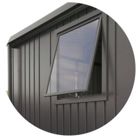 Biohort Gerätehaus AvantGarde® Window Edition, dunkelgrau-metallic, A7: 2600 x 3000 x 2180 mm, Doppeltüre