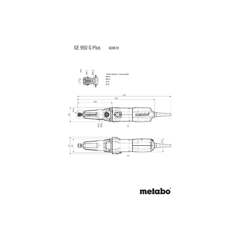 Metabo Geradschleifer GE 950 G Plus, 950 Watt